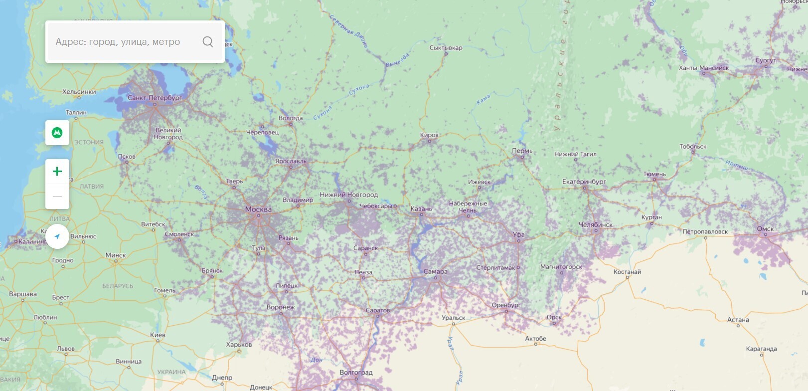 Зона покрытия 4g новосибирская область карта мегафон